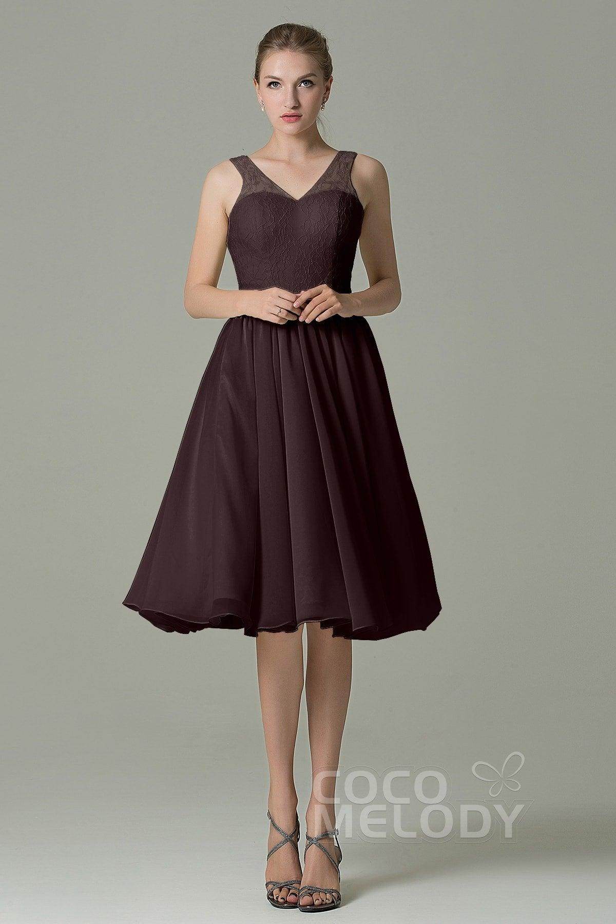 A-Line Knee Length Lace Short Bridesmaid Dress COZK16001 - COCOMELODY